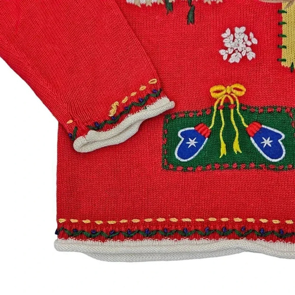 Arriviste Christmas Sweater Size Medium Vintage Ugly Red Snowman Long Sleeve - Picture 3 of 7